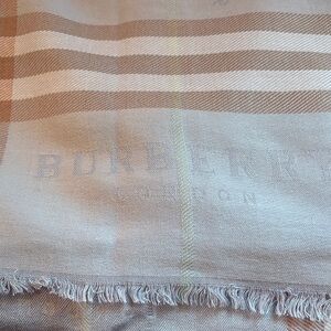 Burberry Baby Blue,Tan and Cream Checkered Scarf
